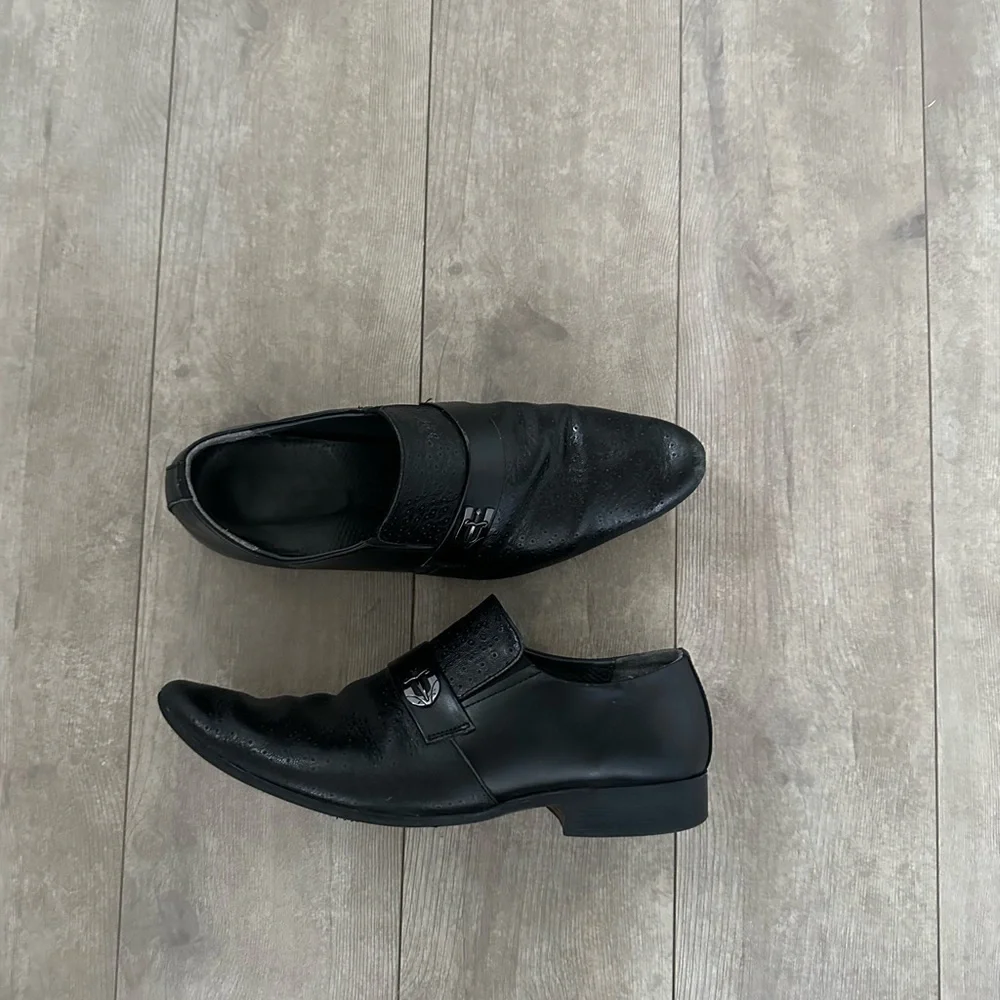 Mochi Men’s Black Leather Dress Slip On Shoes Moccasins size 42 (9)